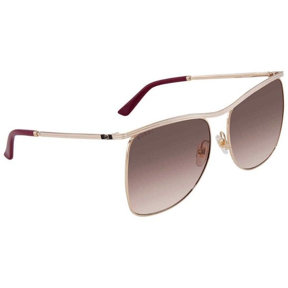 NEW Gucci Brown and Gold Square Women's Sunglasses - Picture 1 of 4